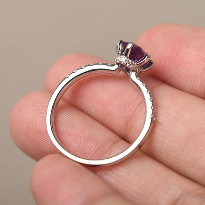 Six Prong Hidden Halo Amethyst Ring - Palmary