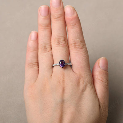 Six Prong Hidden Halo Amethyst Ring - Palmary