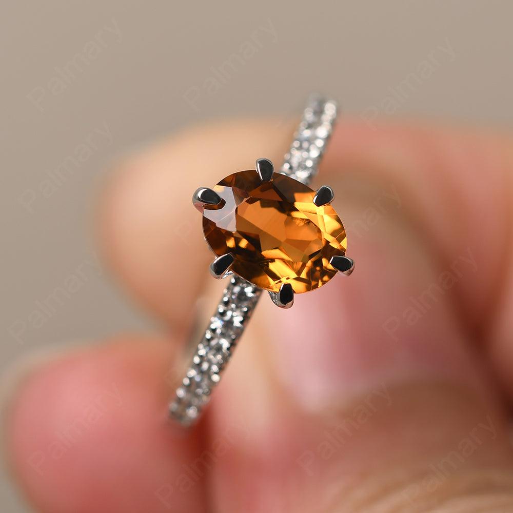 Six Prong Hidden Halo Citrine Ring - Palmary