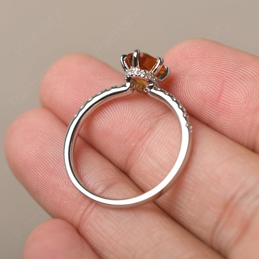 Six Prong Hidden Halo Citrine Ring - Palmary