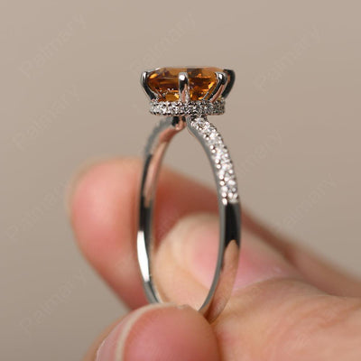 Six Prong Hidden Halo Citrine Ring - Palmary