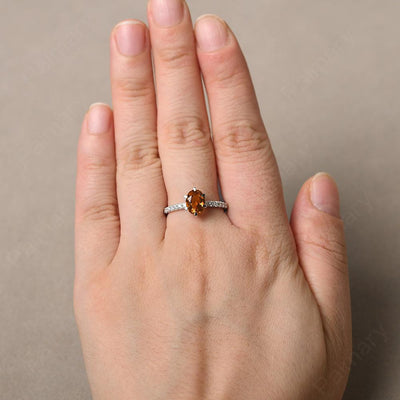Six Prong Hidden Halo Citrine Ring - Palmary