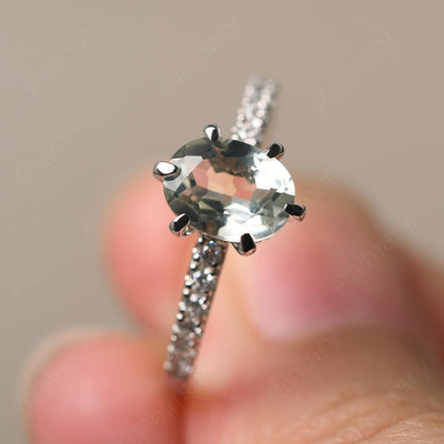 Six Prong Hidden Halo Green Amethyst Ring - Palmary