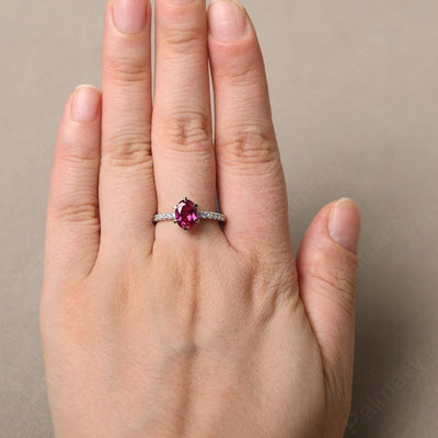 Six Prong Hidden Halo Ruby Ring - Palmary