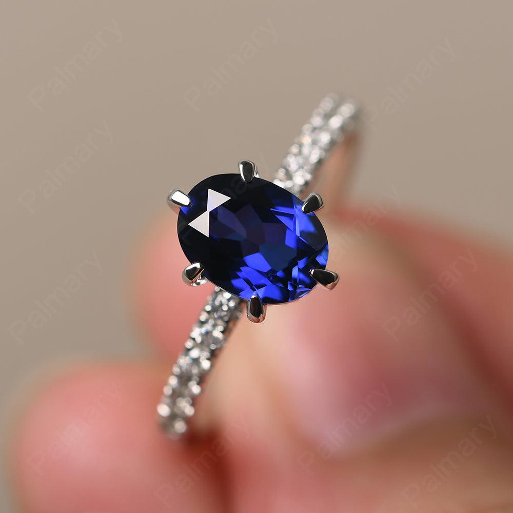 Six Prong Hidden Halo Sapphire Ring - Palmary