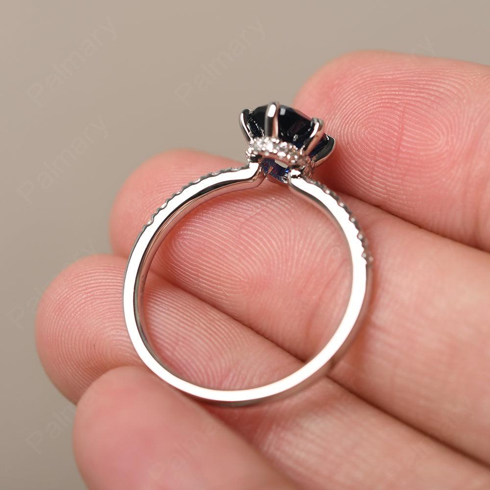 Six Prong Hidden Halo Sapphire Ring - Palmary