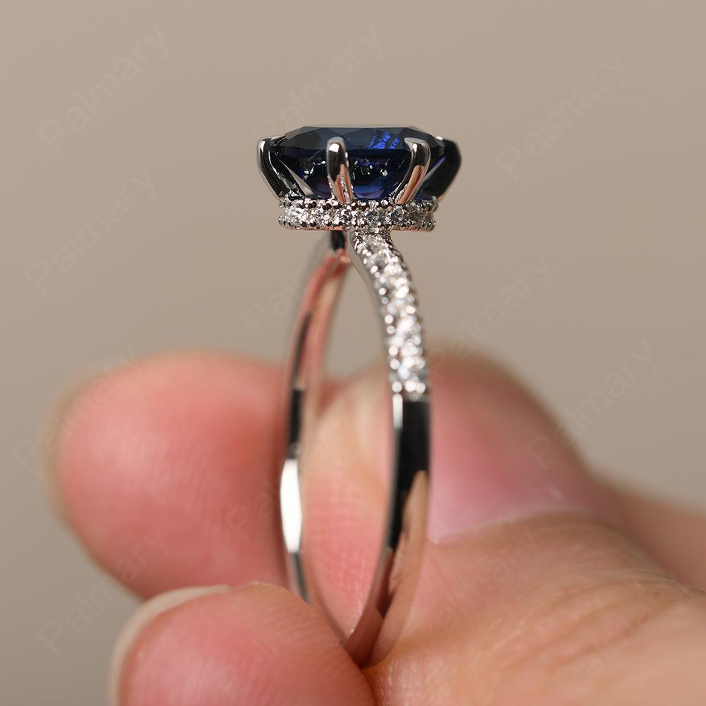Six Prong Hidden Halo Sapphire Ring - Palmary