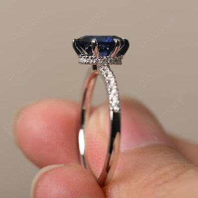 Six Prong Hidden Halo Sapphire Ring - Palmary