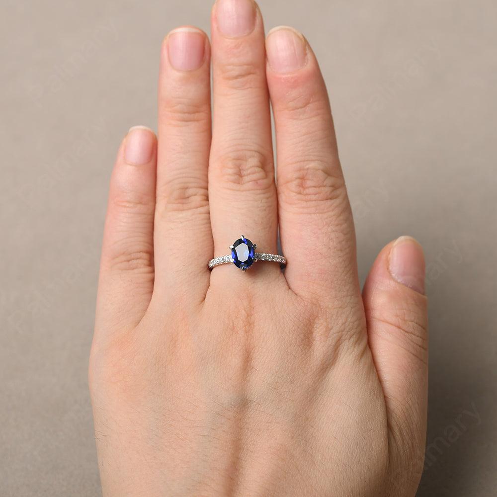 Six Prong Hidden Halo Sapphire Ring - Palmary