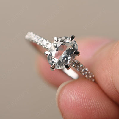 Six Prong Hidden Halo White Topaz Ring - Palmary