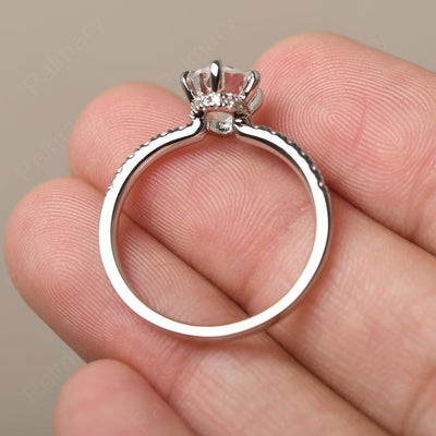 Six Prong Hidden Halo White Topaz Ring - Palmary