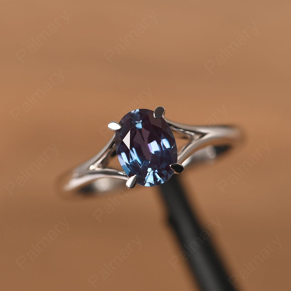 Split Shank Oval Alexandrite Solitaire Ring - Palmary