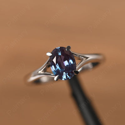 Split Shank Oval Alexandrite Solitaire Ring - Palmary