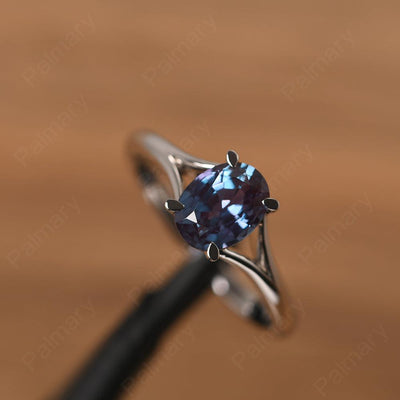 Split Shank Oval Alexandrite Solitaire Ring - Palmary
