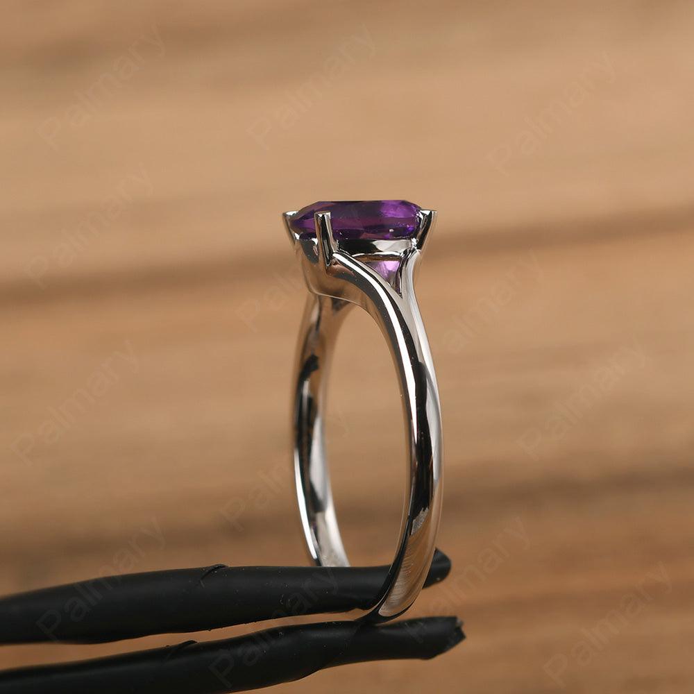 Split Shank Oval Amethyst Solitaire Ring - Palmary