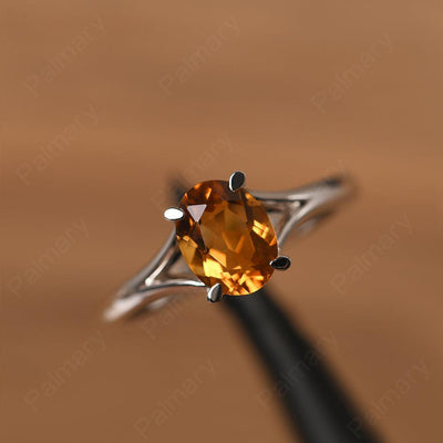 Split Shank Oval Citrine Solitaire Ring - Palmary