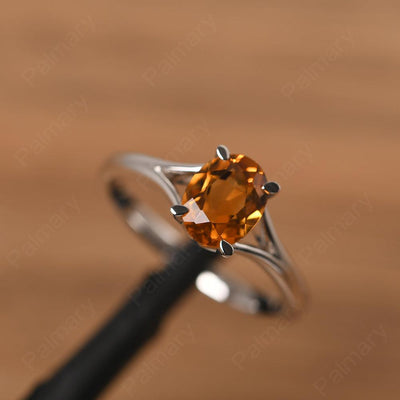 Split Shank Oval Citrine Solitaire Ring - Palmary