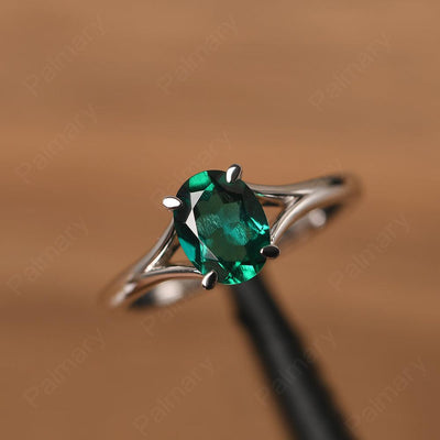 Split Shank Oval Emerald Solitaire Ring - Palmary