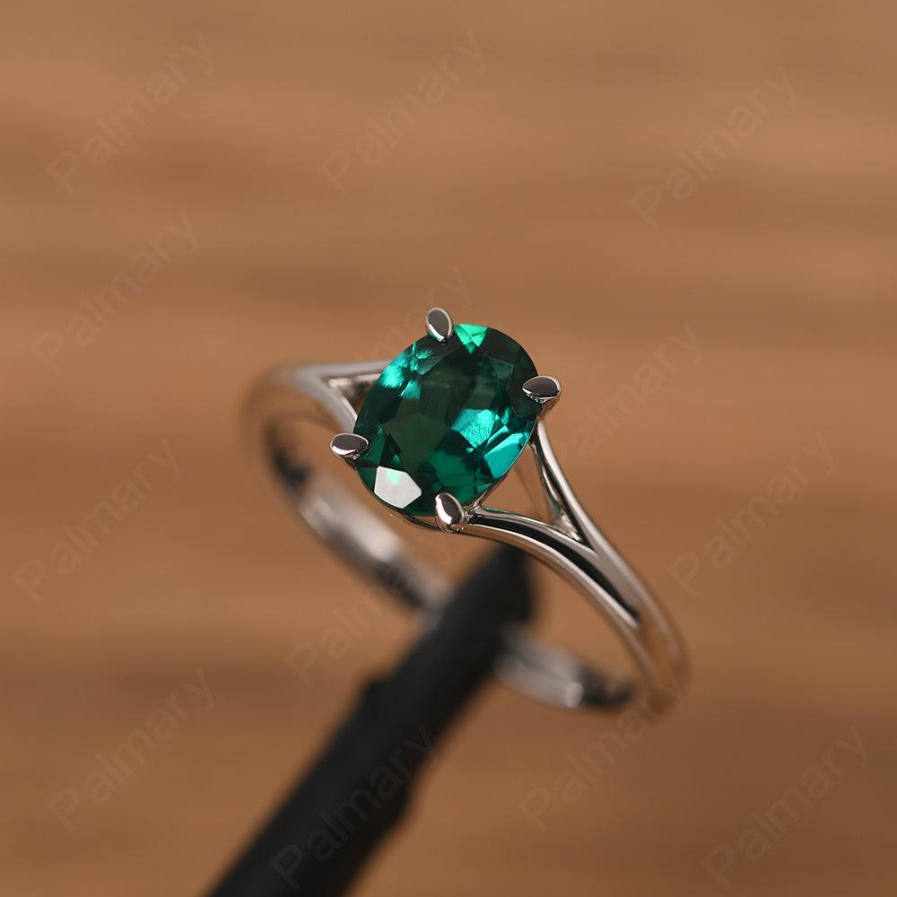 Split Shank Oval Emerald Solitaire Ring - Palmary