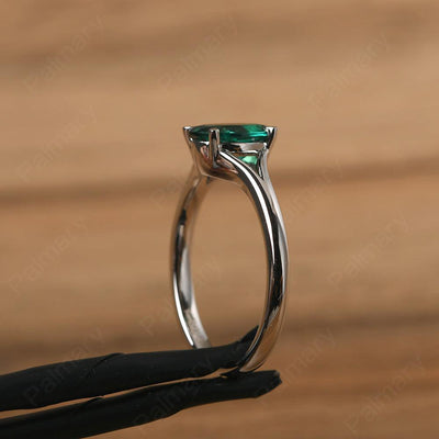Split Shank Oval Emerald Solitaire Ring - Palmary