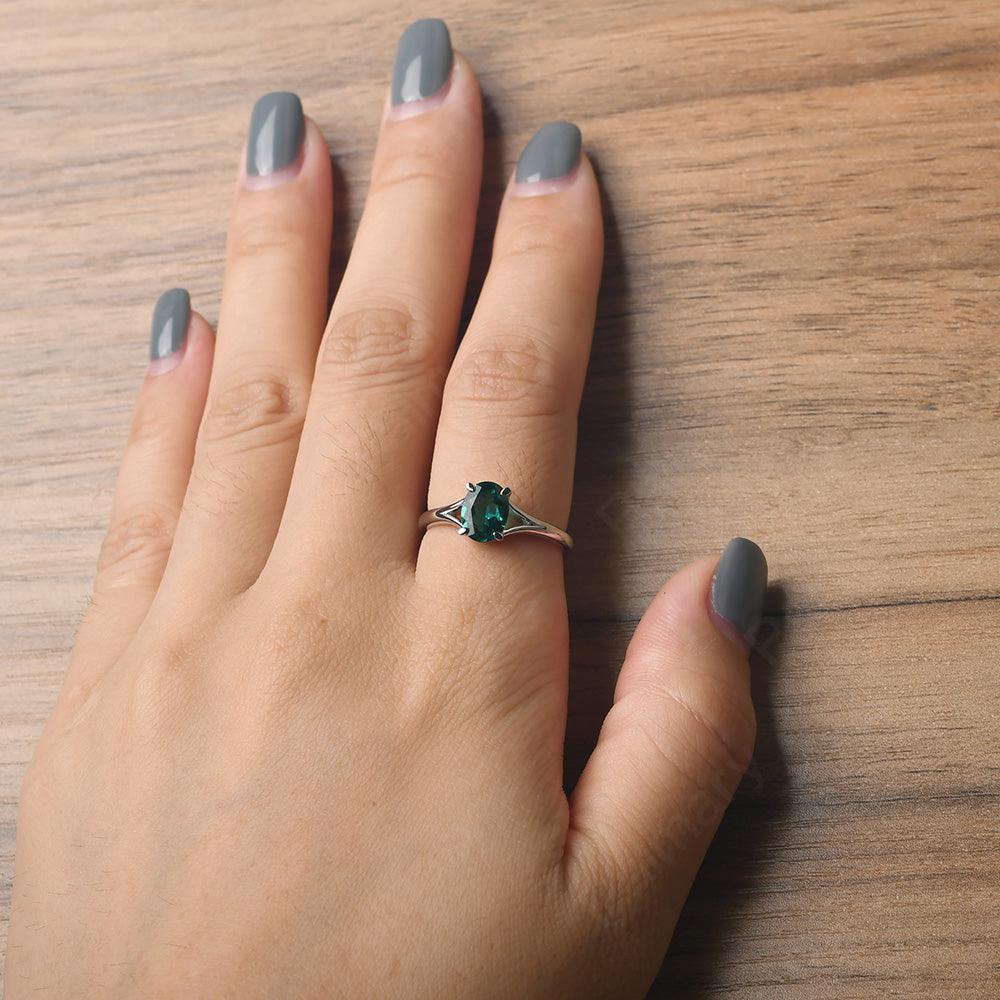 Split Shank Oval Emerald Solitaire Ring - Palmary