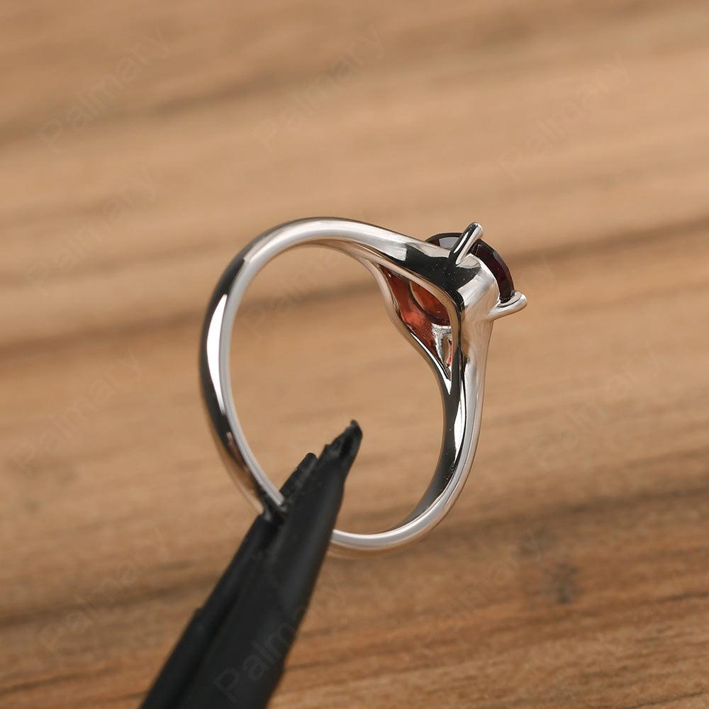 Split Shank Oval Garnet Solitaire Ring - Palmary