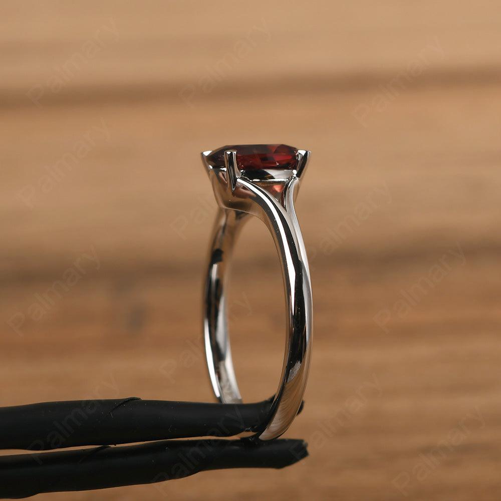 Split Shank Oval Garnet Solitaire Ring - Palmary