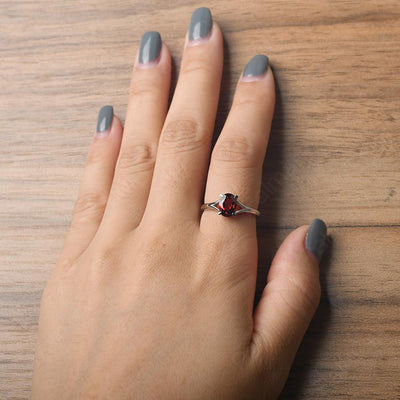 Split Shank Oval Garnet Solitaire Ring - Palmary