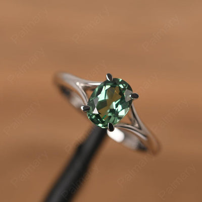 Split Shank Oval Green Sapphire Solitaire Ring - Palmary