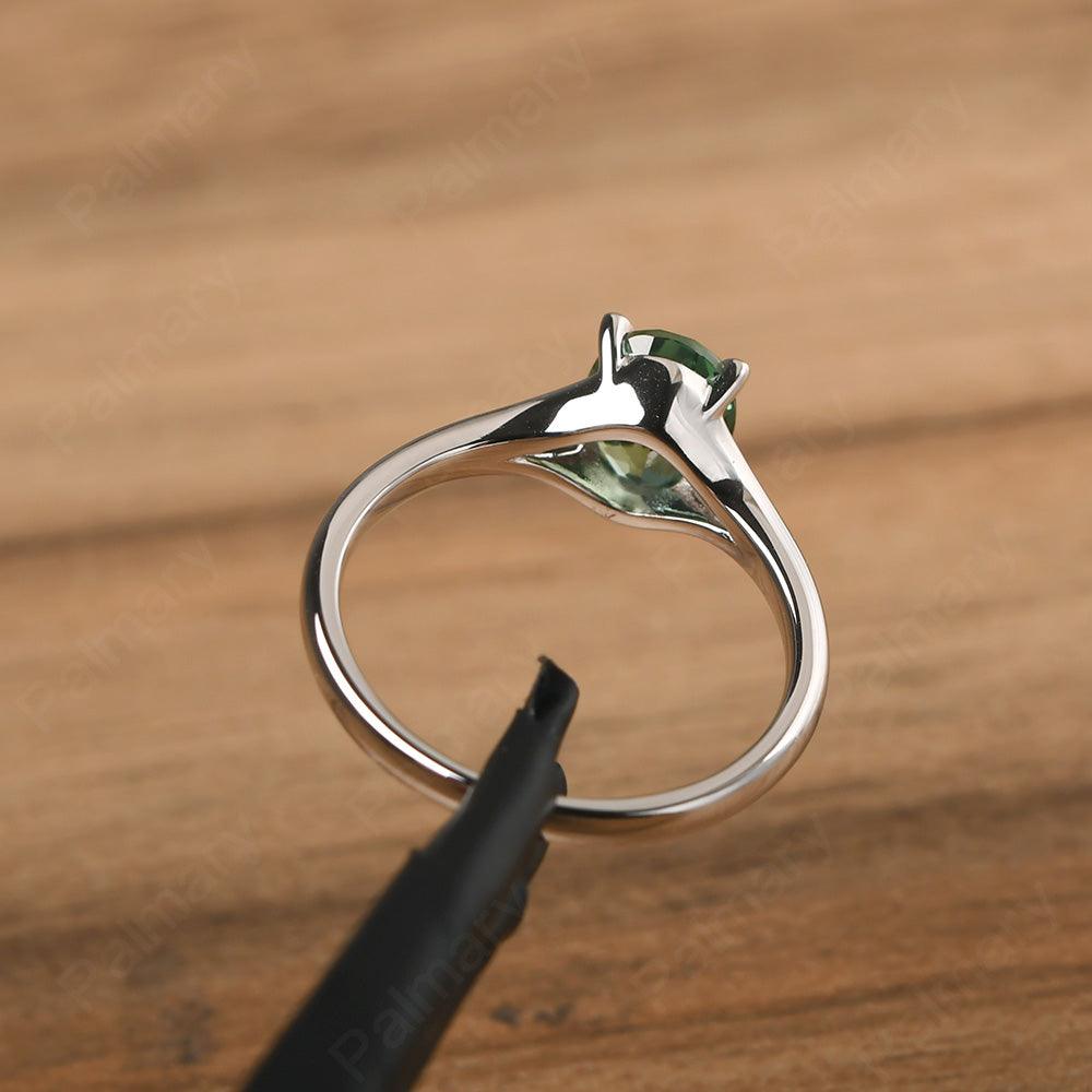 Split Shank Oval Green Sapphire Solitaire Ring - Palmary