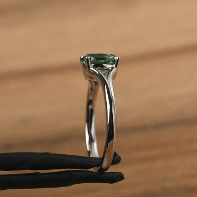 Split Shank Oval Green Sapphire Solitaire Ring - Palmary