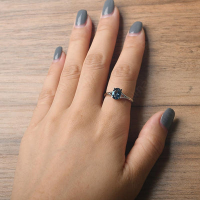 Split Shank Oval London Blue Topaz Solitaire Ring - Palmary