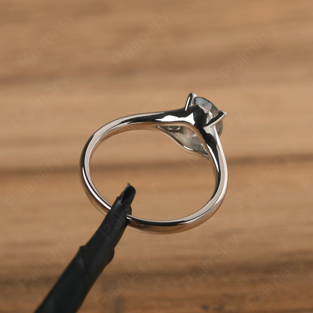 Split Shank Oval Moss Agate Solitaire Ring - Palmary