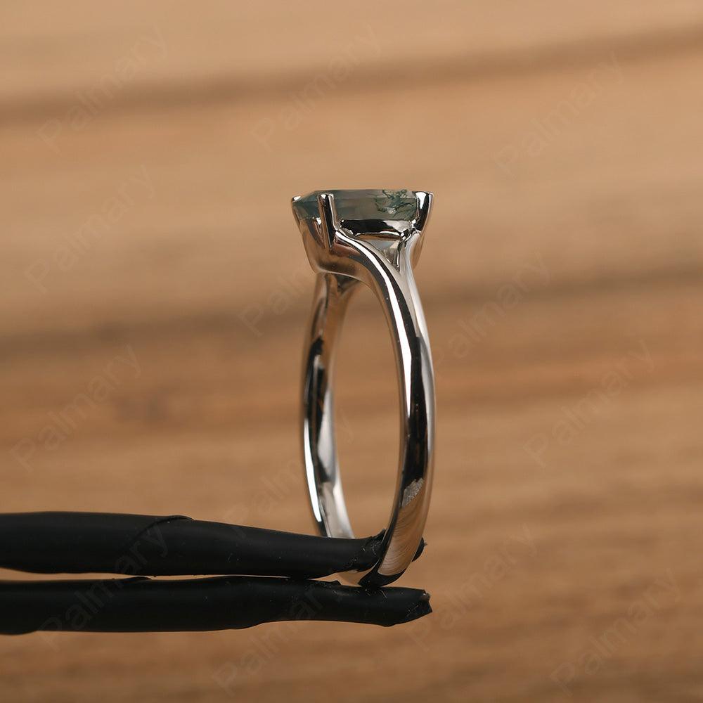 Split Shank Oval Moss Agate Solitaire Ring - Palmary