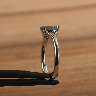 Split Shank Oval Moss Agate Solitaire Ring - Palmary