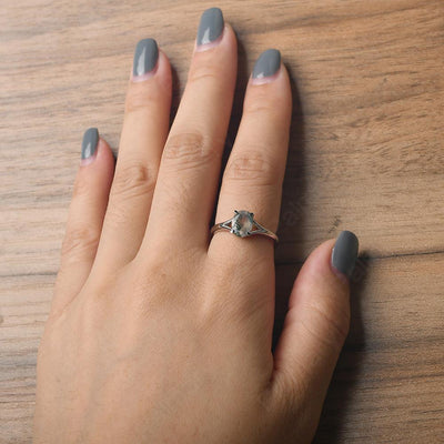 Split Shank Oval Moss Agate Solitaire Ring - Palmary