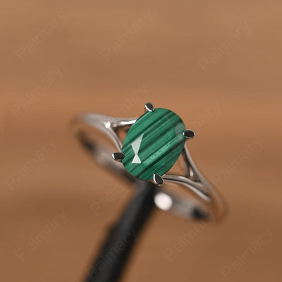 Split Shank Oval Malachite Solitaire Ring - Palmary