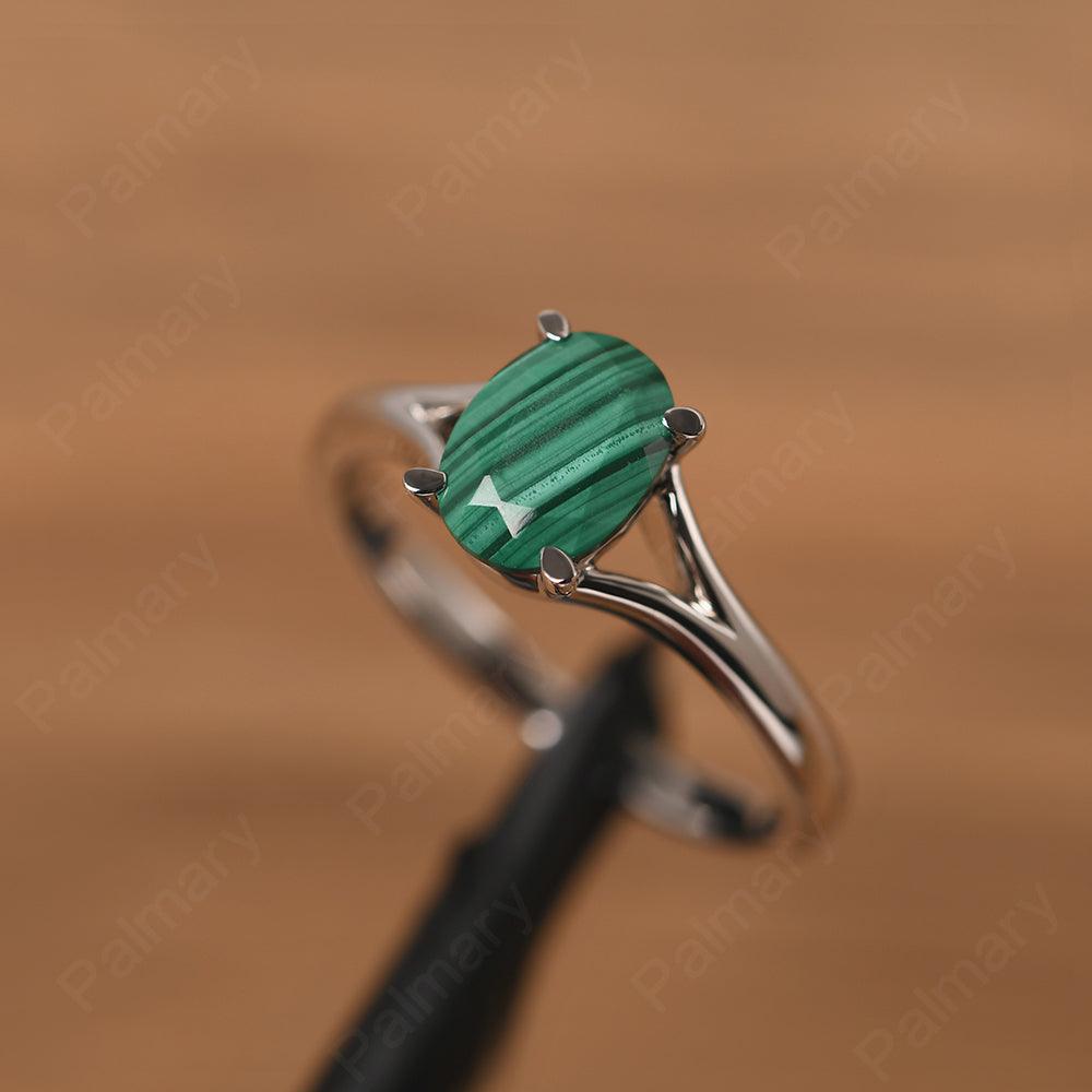 Split Shank Oval Malachite Solitaire Ring - Palmary