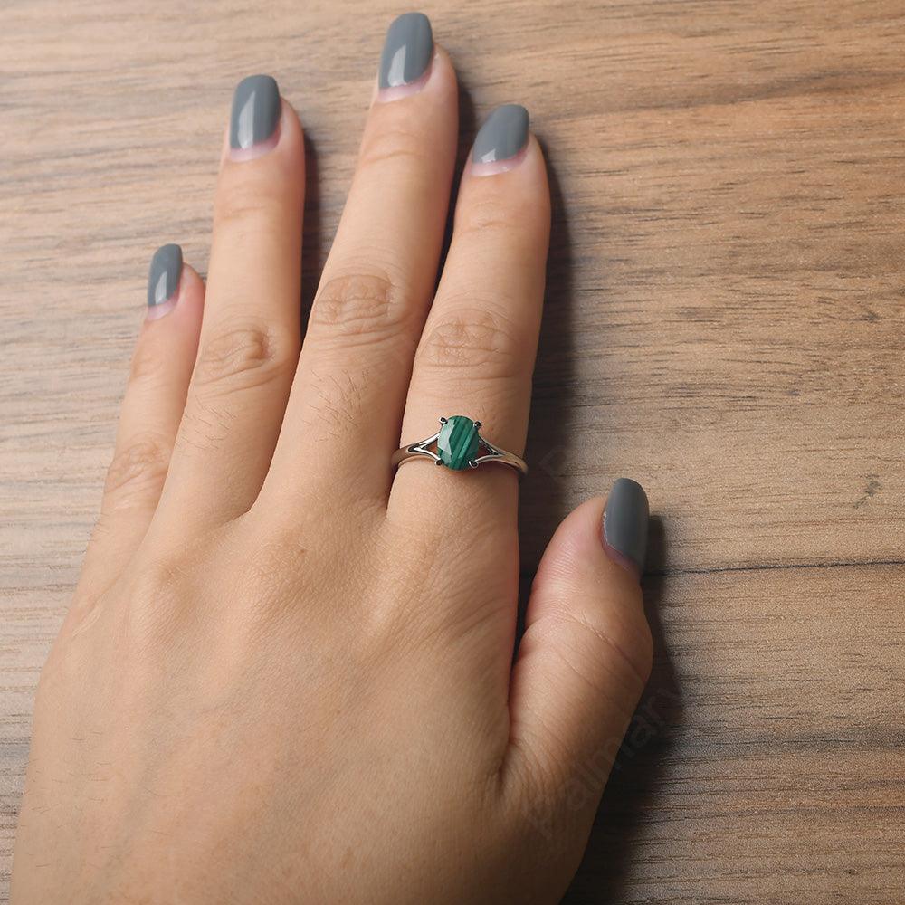 Split Shank Oval Malachite Solitaire Ring - Palmary