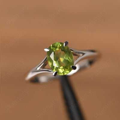Split Shank Oval Peridot Solitaire Ring - Palmary