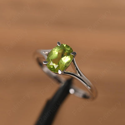 Split Shank Oval Peridot Solitaire Ring - Palmary