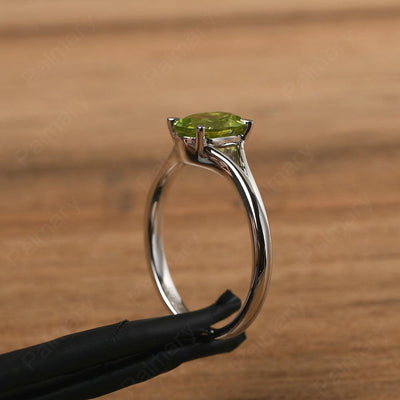 Split Shank Oval Peridot Solitaire Ring - Palmary