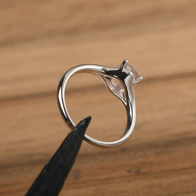 Split Shank Oval Rose Quartz Solitaire Ring - Palmary