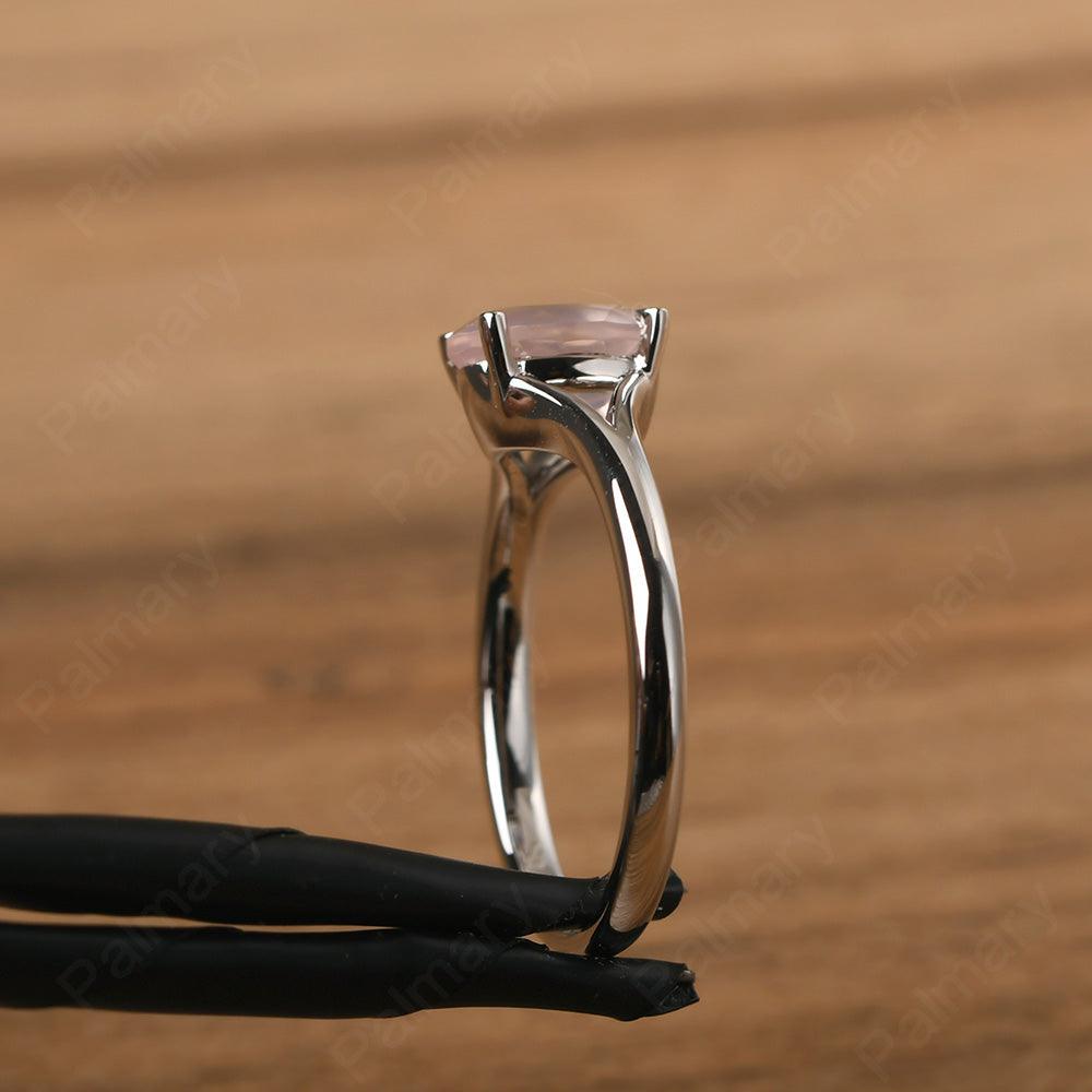 Split Shank Oval Rose Quartz Solitaire Ring - Palmary