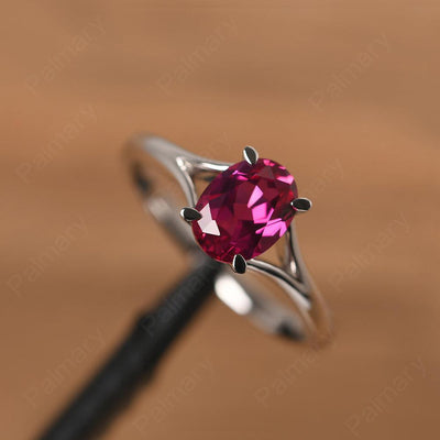 Split Shank Oval Ruby Solitaire Ring - Palmary