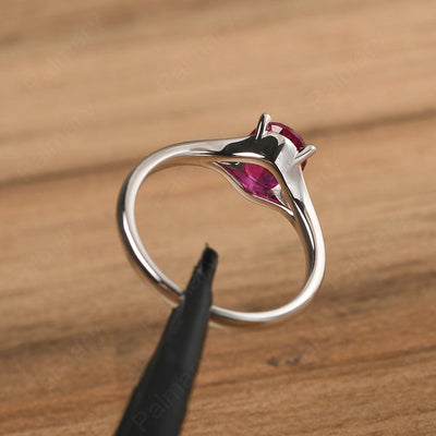 Split Shank Oval Ruby Solitaire Ring - Palmary
