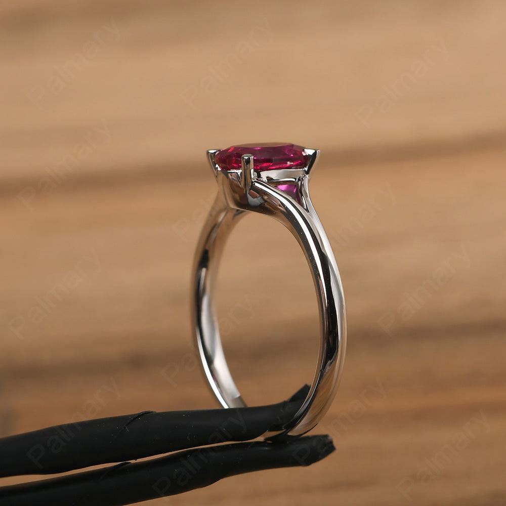 Split Shank Oval Ruby Solitaire Ring - Palmary