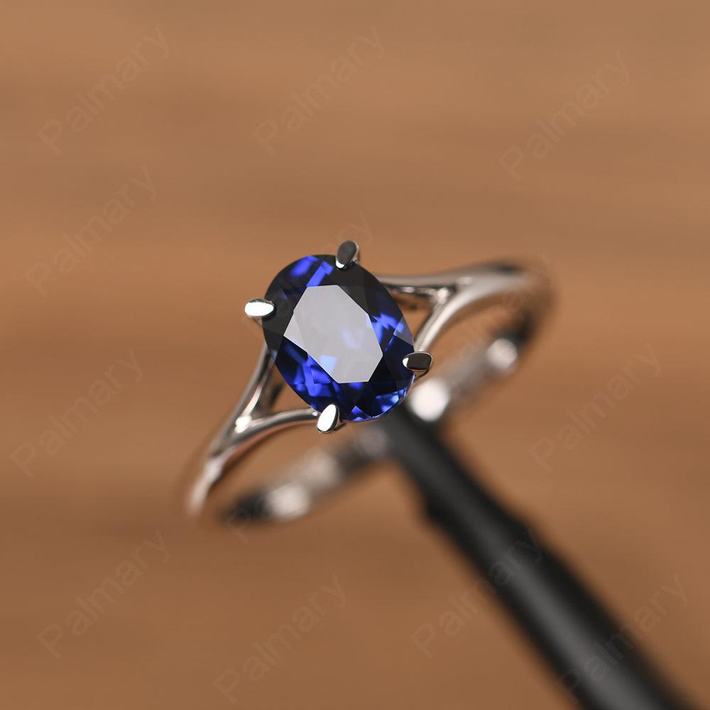 Split Shank Oval Sapphire Solitaire Ring - Palmary