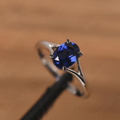 Split Shank Oval Sapphire Solitaire Ring - Palmary