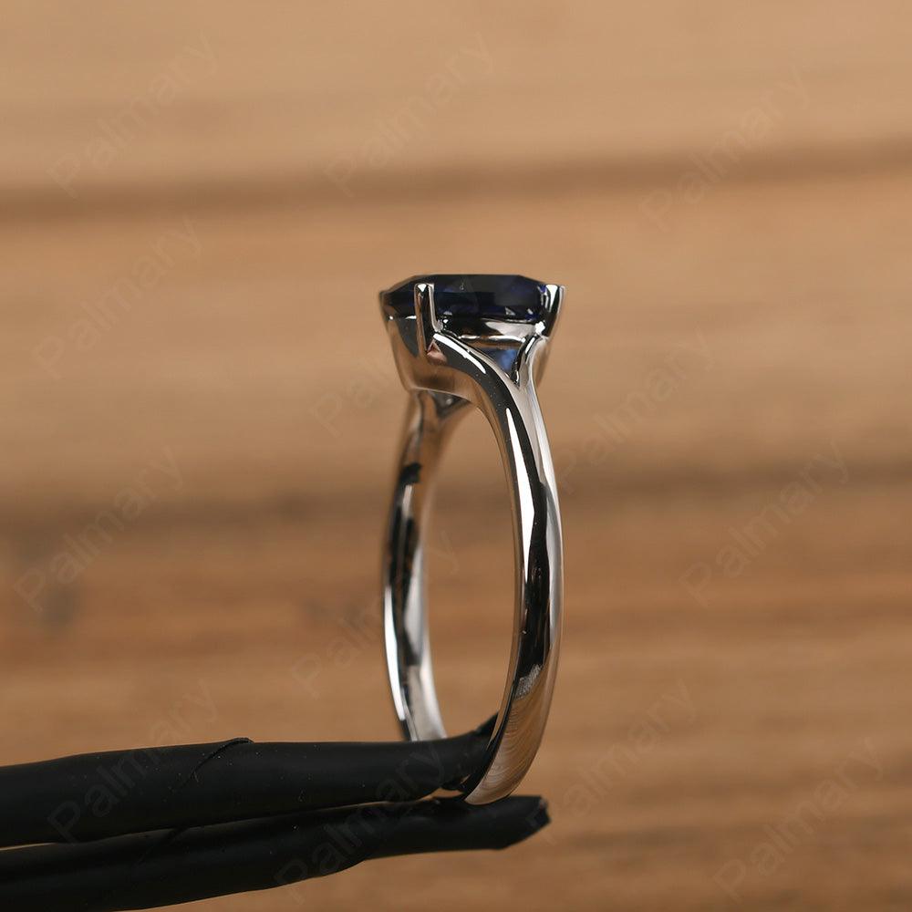 Split Shank Oval Sapphire Solitaire Ring - Palmary